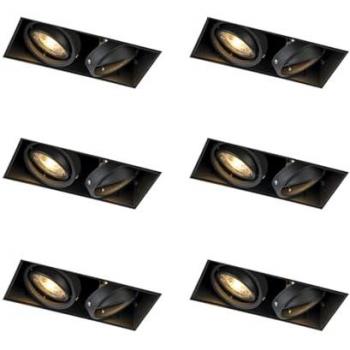 Trimless Black GU10 Recessed Spotlight Kit – 6 Lights, Adjustable, Dual‑Beam