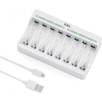 Caricatore con 5V 2A Funzione di Ricarica Rapida per AA e AAA NI-MH NI-CD Batterie Ricaricabili
