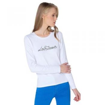 Camiseta Lois Jeans de Manga Larga con Logo y Piedras-Joyas