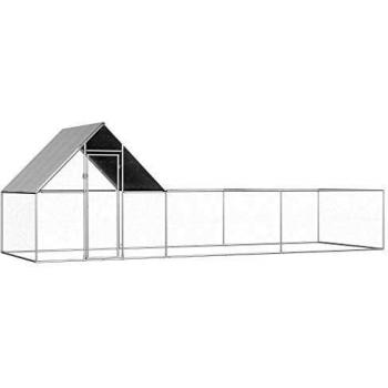 VidaXL Chicken Coop 19.7'x6.6'x6.6' Galvanized Steel