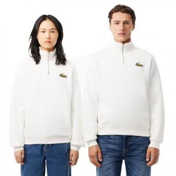 Sweatshirt Lacoste Logo Crew Half Zip Blanc - Taille L