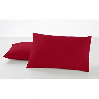 ESTELIA Pack 2 fundas almohada burdeos
