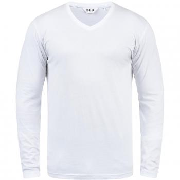 !Solid Beda Herren Longsleeve Langarmshirt V-Ausschnitt, Größe:XL, Farbe:Weiß
