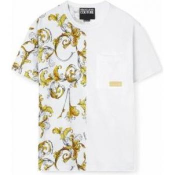 Versace Jeans Couture T-Shirt Outline Barocco en algodón blanco (M)