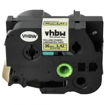 Vhbw 36mm Black on Yellow Glitter Label Tape for Brother PT 9700PC/9800PCN/E550W/9500pc