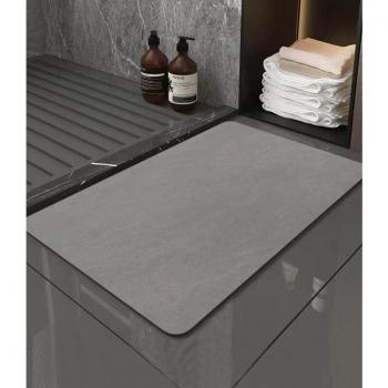 Tapis salle de bain en diatomite anti‑glissade, ultra absorbant 50x80 cm – Gris