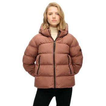 Plumífero deportivo marrón para mujer Superdry