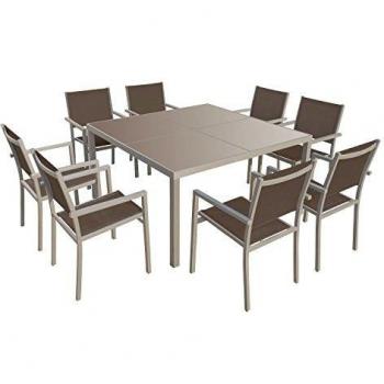 Set Mobili Giardino Cagliari Textilene Taupe 8 Posti