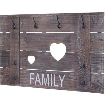 Pannello Appendiabiti Family Stile Retrò 60×90 CM – Legno Marrone