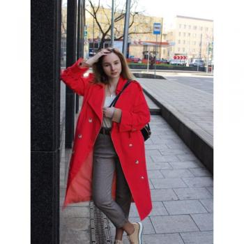 Women's Loose Fit Long Windbreaker in Pure Cotton