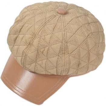 Buttermere Women's Flat Cap - Octagonal Design with Pu Leather Patchwork