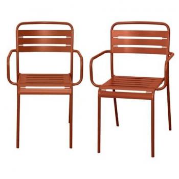 SWEEEK Amelia Steel Stackable Patio Chairs – Terracotta – 50.4 × 53 × 79.5 cm