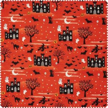 Katoenen stof Spooky kasteel, 115 cm breed, Meterware