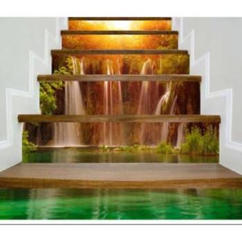 Waterfall 3D Stair Adhesive Tiles