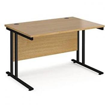 Office Desk 1200mm Rectangular Desk With Cantilever Leg Oak Tops With Black Frames 800mm Depth Maestro 25