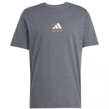 Adidas Herren T-Shirt Pizza Lounge, Dunkelgrau Meliert
