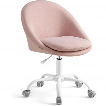 Fauteuil de Bureau Confort SONGMICS - Tissu Coton-Lin Rose