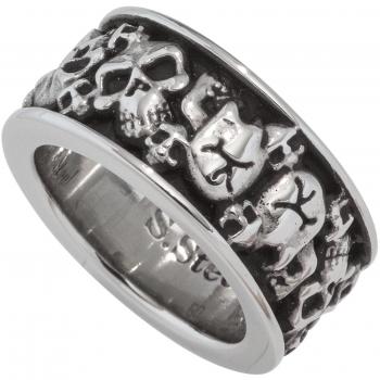 Edelstahl Totenkopf-Ring – 50‑mm-Band (B 9,5 mm, T 2,9 mm)