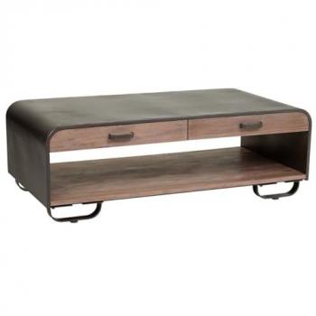 Kit Mesa Centro Wanderlust Negro Metálico y Madera