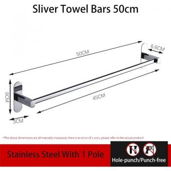 Soporte de toalla de pared sin perforaciones, 40-50cm, estante de baño acero inoxidable
