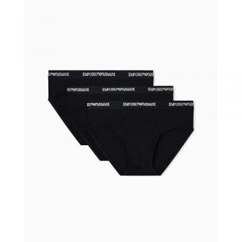 Emporio Armani Conjunto de 3 Ropa Interior de Punto Negro