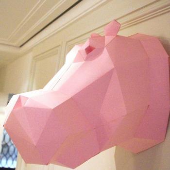 Papercraft tête de cerf hippopotame