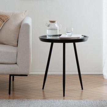 MH LONDON Chervey Black Round Mango Wood and Iron Side Table