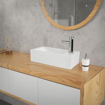 Lavabo en Céramique Rectangulaire 51x25x13 cm Blanc avec Trou pour Robinet à