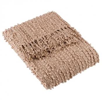 Hoem Höem Arvo Boucle Yarn Woven Fringed Throw - Pink