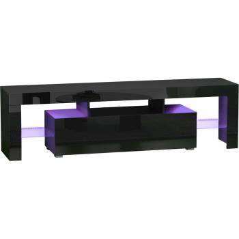 Mobile TV HOMCOM 65 in MDF e Vetro con 3 Ripiani Aperti e Scomparto, Luci LED RGB, 160x35x45 cm, Nero