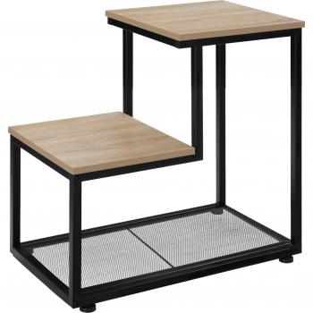 Halifax Industrial Oak Bedside Table with Grid Shelves – 2 Tier