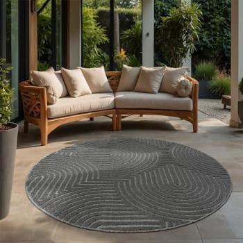 Sanat Teppich »Berlin«, rund, 6 mm Höhe, In -und Outdoor geeignet, Außenbereich, Terasse, Balkon, modern
