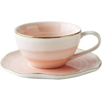 Elegante Achteckige Untertasse mit Becher