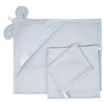 Telo Bagno Maxi Dili Best Natural con Asciugamano e Moffola azzurro polvere