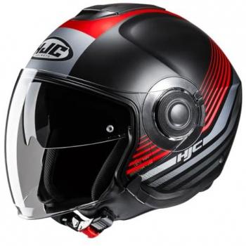 HJC i40N Dova Casco Jet - Negro Rojo Plata (S)