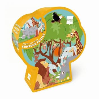 Puzzle Contour Safari 60 Pezzi da Grattare