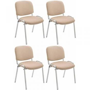Set di 4 sedie Ken Chrome in tessuto crema