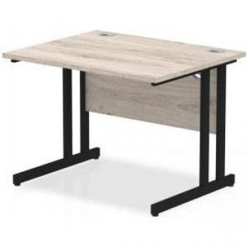 Impulse 1000x800 Office Desk – Grey Oak Top, Black Cantilever Leg