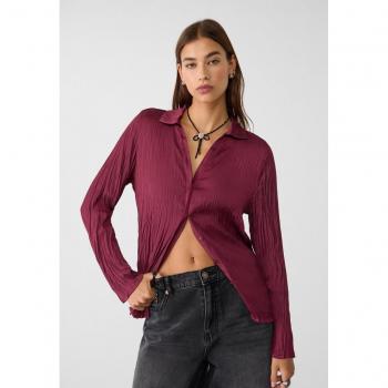 Camicia in satin plissettata viola M