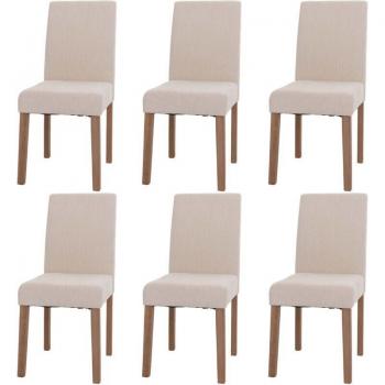 Küchenstuhl 6er‑Set Littau – Naturfarben Beine, Chenille Stoff
