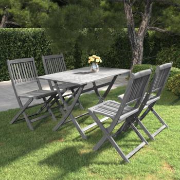 VidaXL 5 Piece Patio Dining Set Solid Acacia Wood Grey