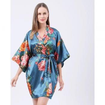 Kimono corto de satén para mujer