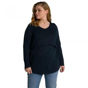 Rundhalsshirt Bellieva-Shirt, elastische Raffungen, 3/4-Arm, GOTS, Ulla Popken