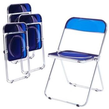 Juego de 4 sillas plegables Pornainen azul oscuro