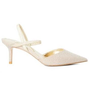 Wide‑Fit Dune London Gold Strappy Classic Heel
