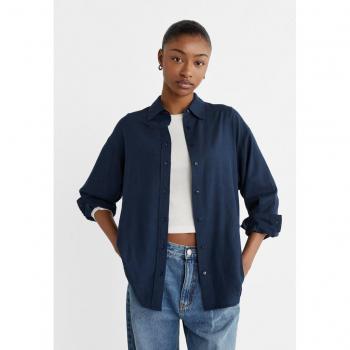 Camicia di Lino Mix Stradivarius Blu Cielo XS
