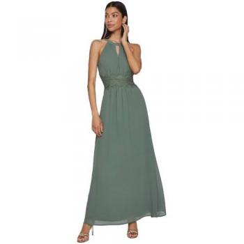 Vestido Vila Milina Verde Largo Cuello Halter