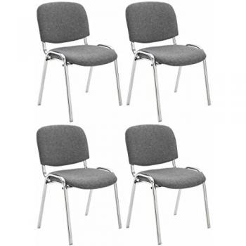 Set di 4 sedie Ken Chrome in tessuto grigio