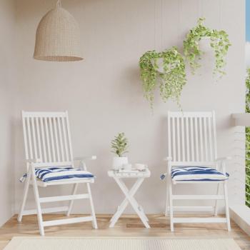 Coussins de Chaise Extérieur Lot de 2 Rayures Bleues et Blanches 50x50x7 cm