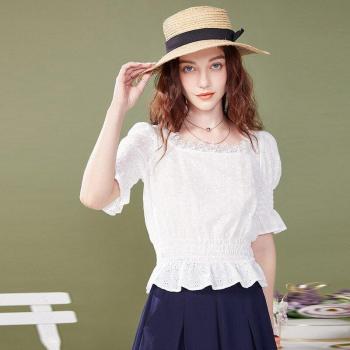 ARTKA Sommerliche Baumwollbluse mit Quadratkragen